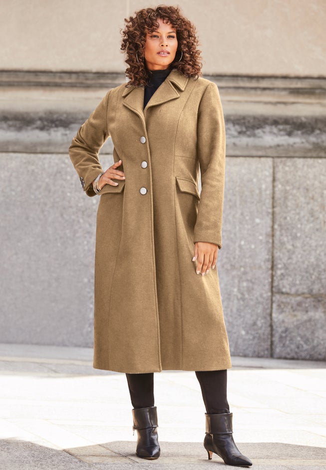 Plus Size Long Tailored Wool Blend Coat image number 5