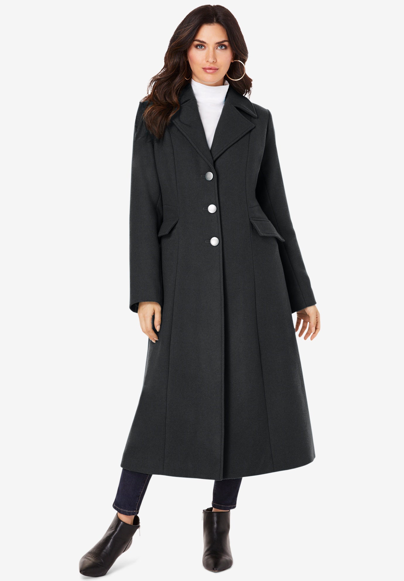 Plus Size Long Tailored Wool Blend Coat image number 6