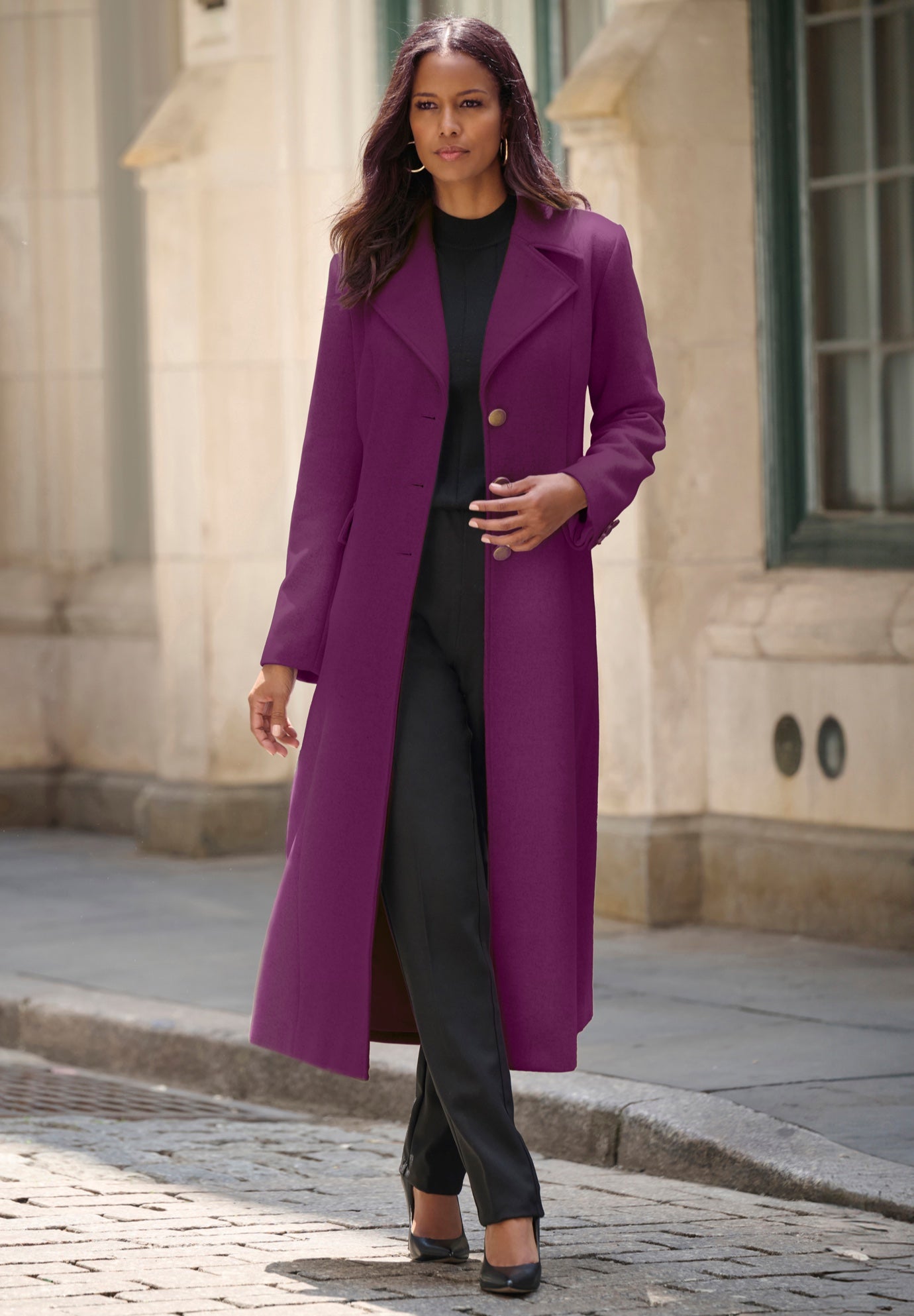 Plus Size Long Tailored Wool Blend Coat image number 0