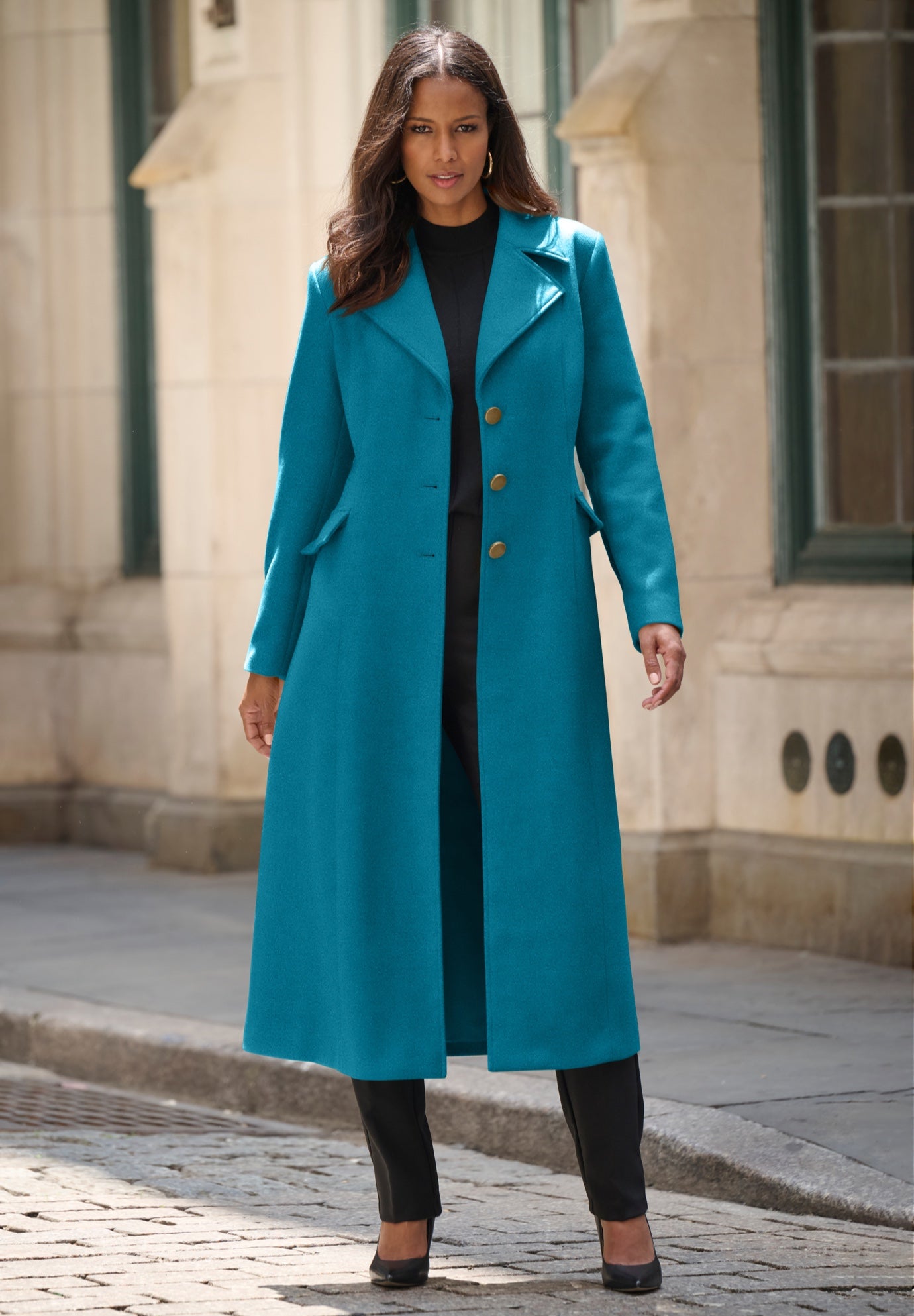 Plus Size Long Tailored Wool Blend Coat image number 0