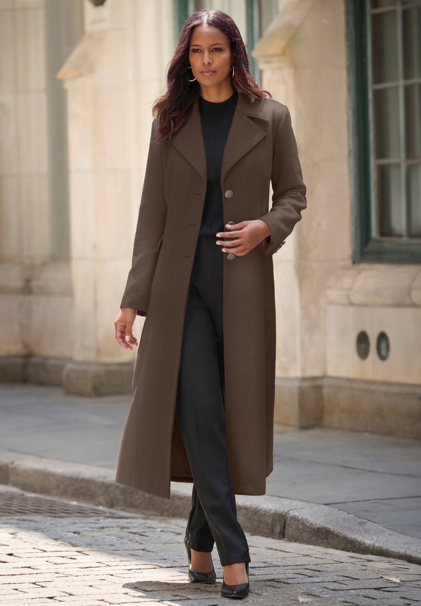 Plus Size Long Tailored Wool Blend Coat image number 0