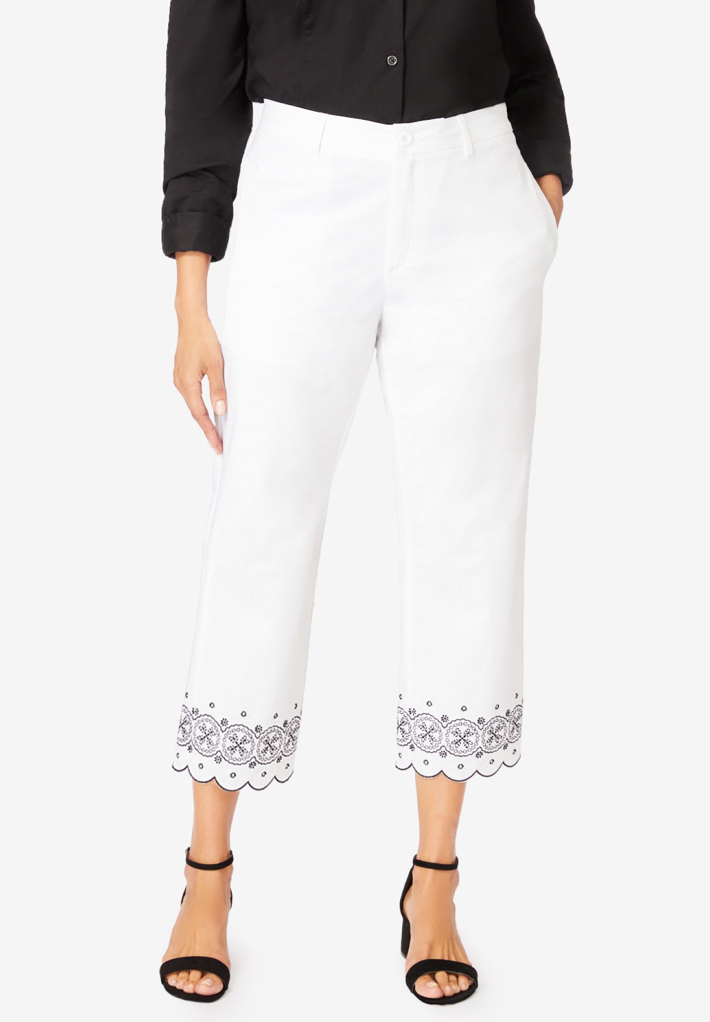 Stretch Poplin Classic Cropped Straight Leg Pant image number 0