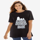 Peanuts Short Sleeve Crew Tee Black Snoopy Leopard image number null