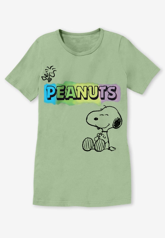 Peanuts Short Sleeve Crew Tee Sage Snoopy Woodstock image number 1
