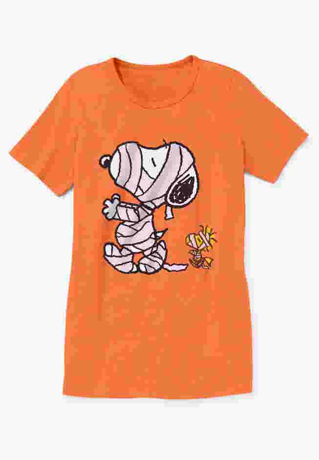Peanuts Short-Sleeve Orange Snoopy Mummy Crew Tee image number 1