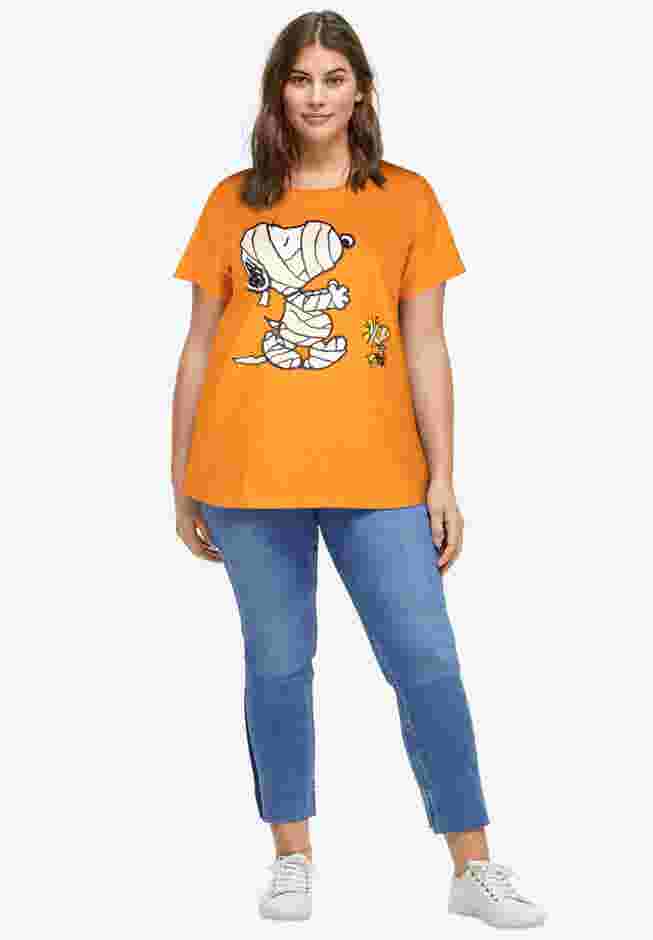 Peanuts Short-Sleeve Orange Snoopy Mummy Crew Tee image number 0
