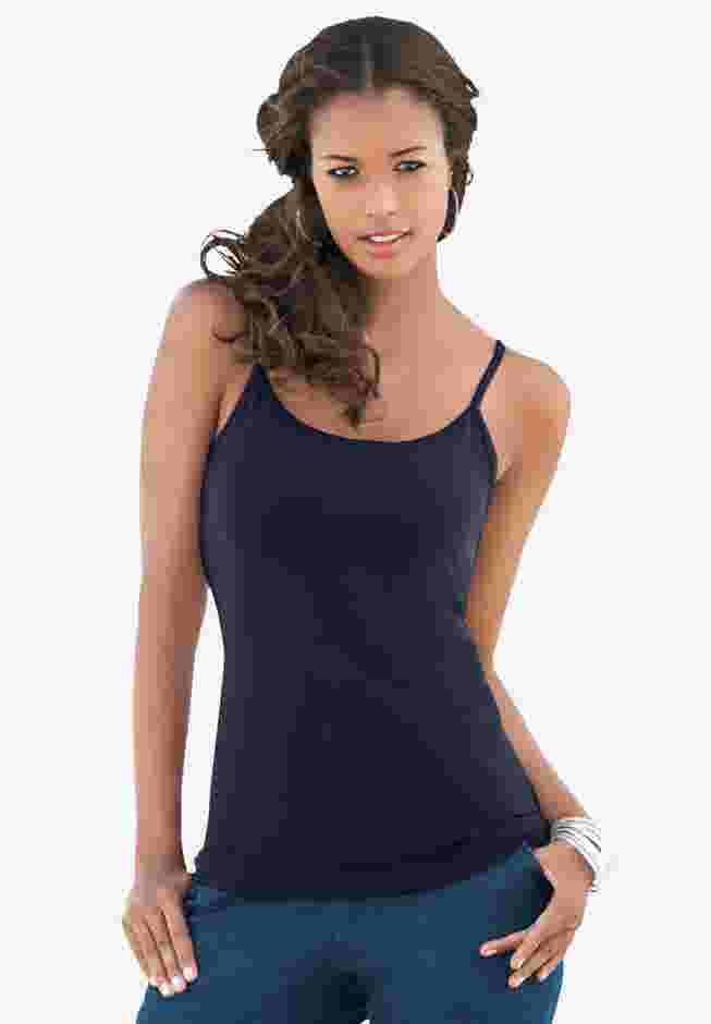 Plus Size Cami with Built-In Bra and Adjustable Straps image number 0
