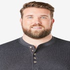 Waffle-Knit Thermal Henley Tee image number null