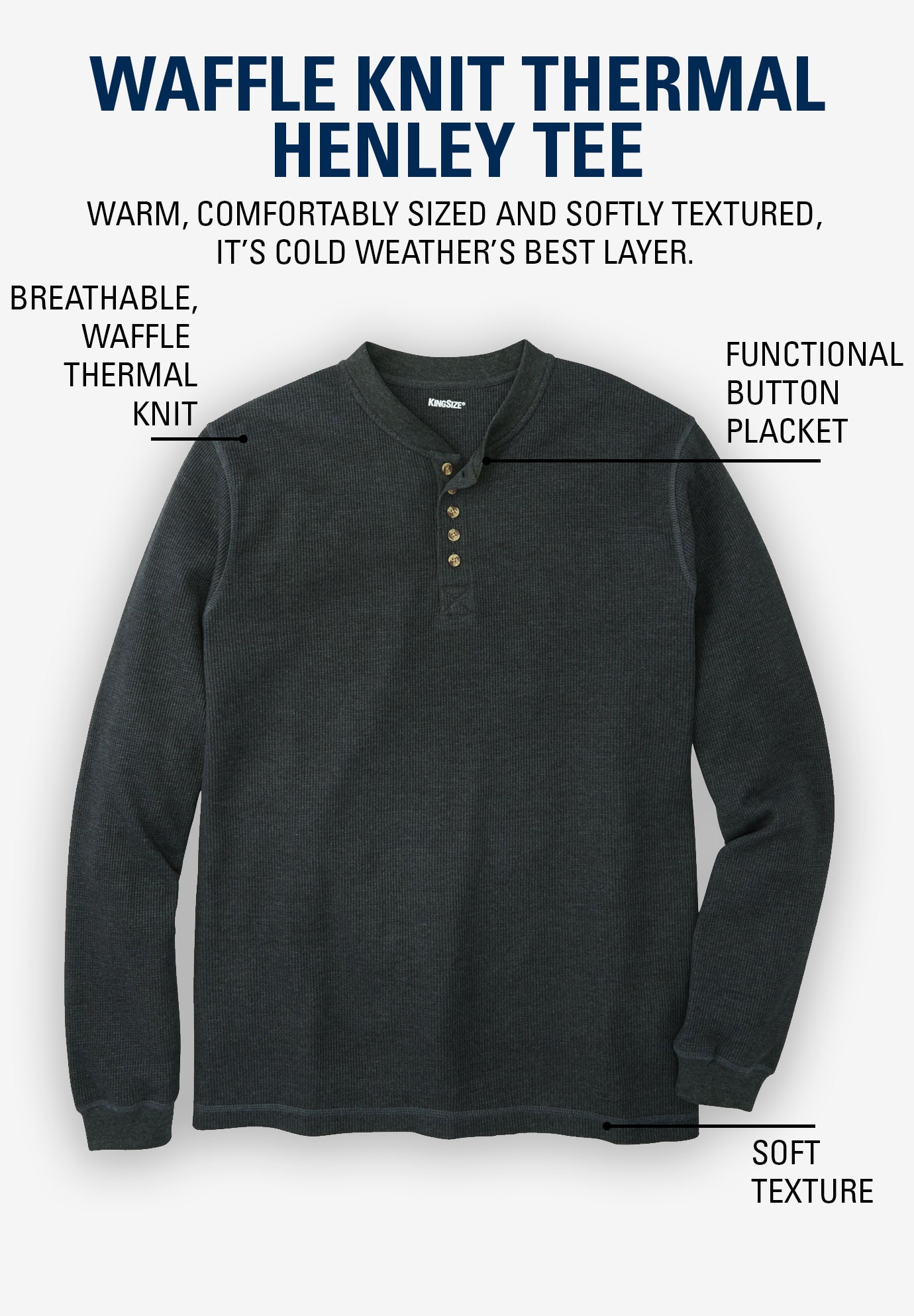 Waffle-Knit Thermal Henley Tee image number 4