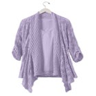 Open Front Pointelle Cardigan Sweater image number 6