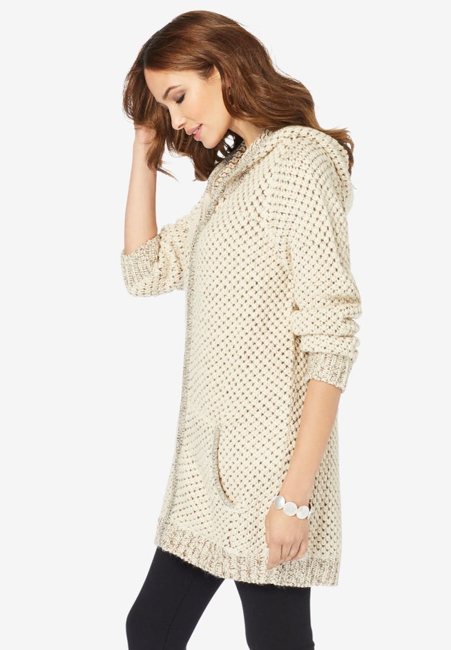 Marled Thermal Hoodie Cardigan image number null