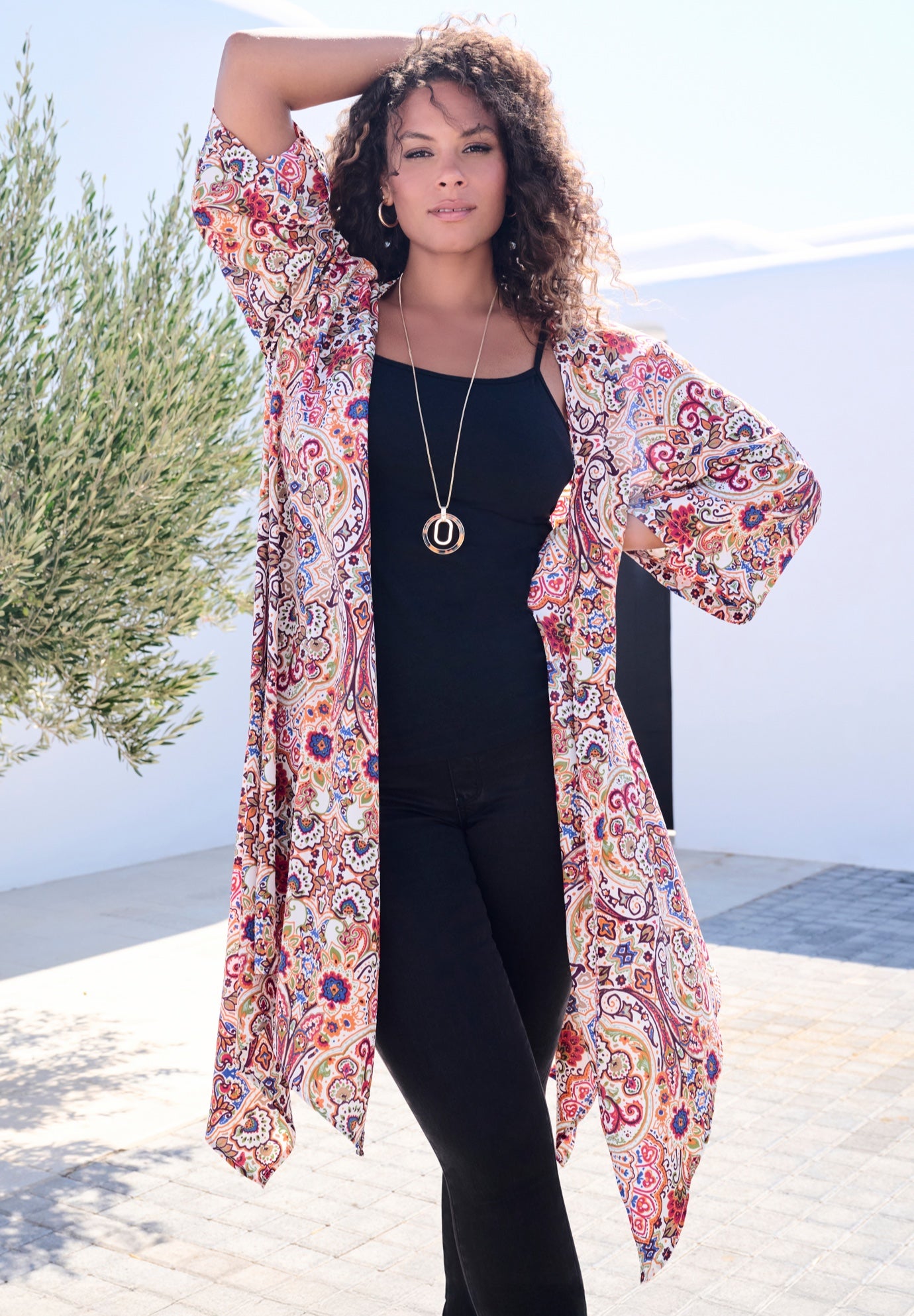 Humble Hilo Cardigan Kimono Donna Senza Maniche, Stampa Floreale Rosa, Taglia L/XL, Leggero