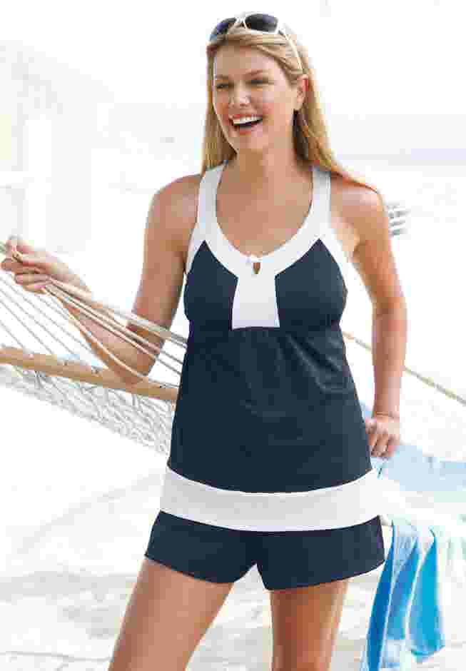 Colorblock Tankini Top & Short Set image number 0
