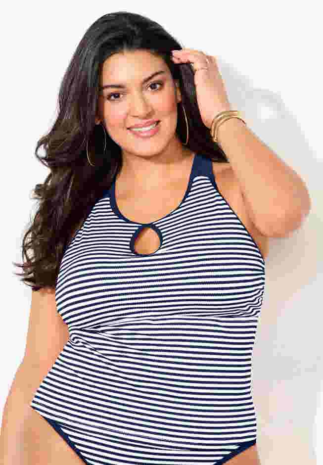 Metallic Lurex High Neck Tankini Top image number 4