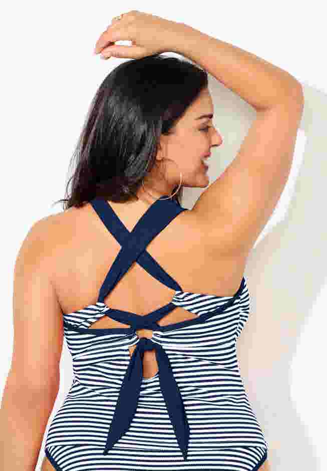 Metallic Lurex High Neck Tankini Top image number 5