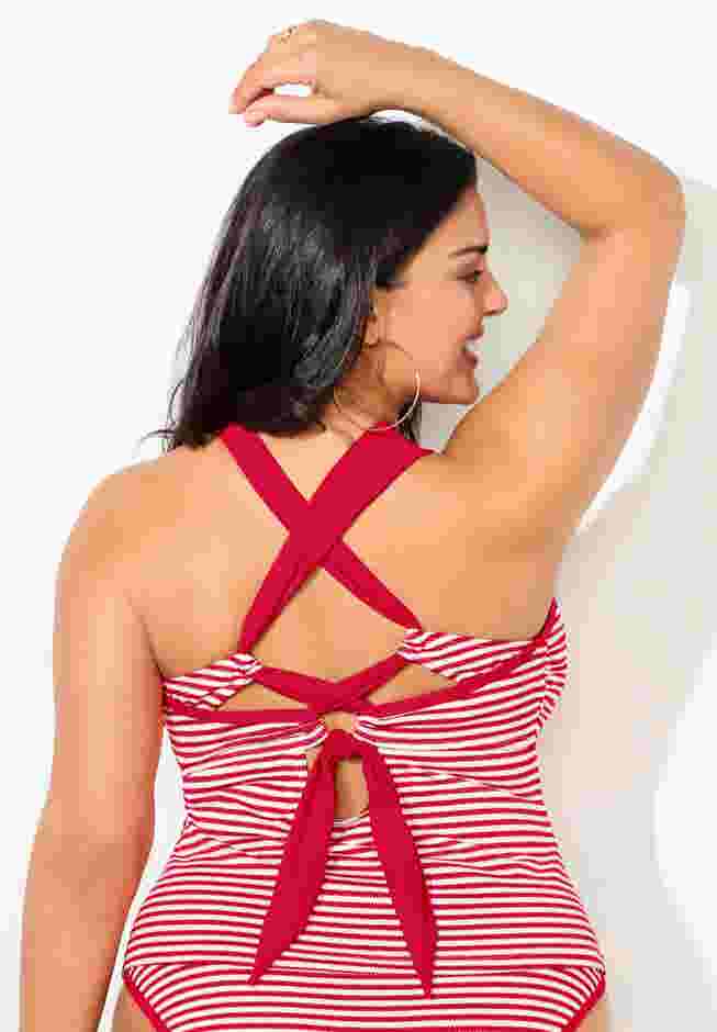 Metallic Lurex High Neck Tankini Top image number 1