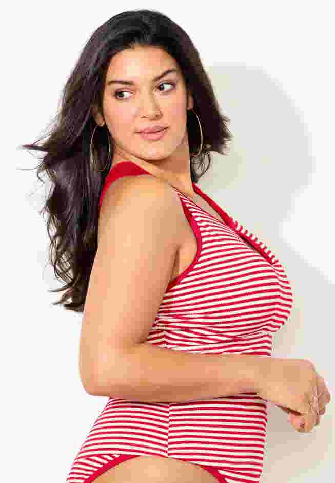 Metallic Lurex High Neck Tankini Top image number 2