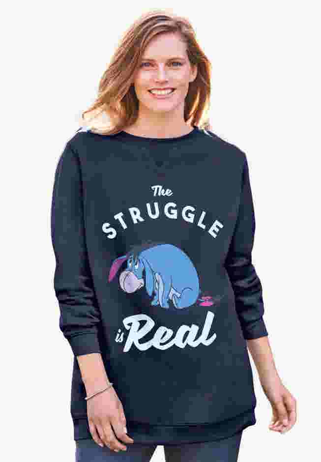Disney Long-Sleeve Fleece Sweatshirt French Blue Eeyore image number 0