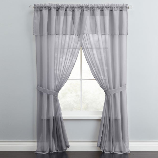 BH Studio Sheer Voile 5-Pc. One-Rod Curtain Set image number 0