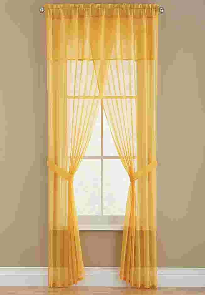BH Studio Sheer Voile 5-Pc. One-Rod Curtain Set image number 0