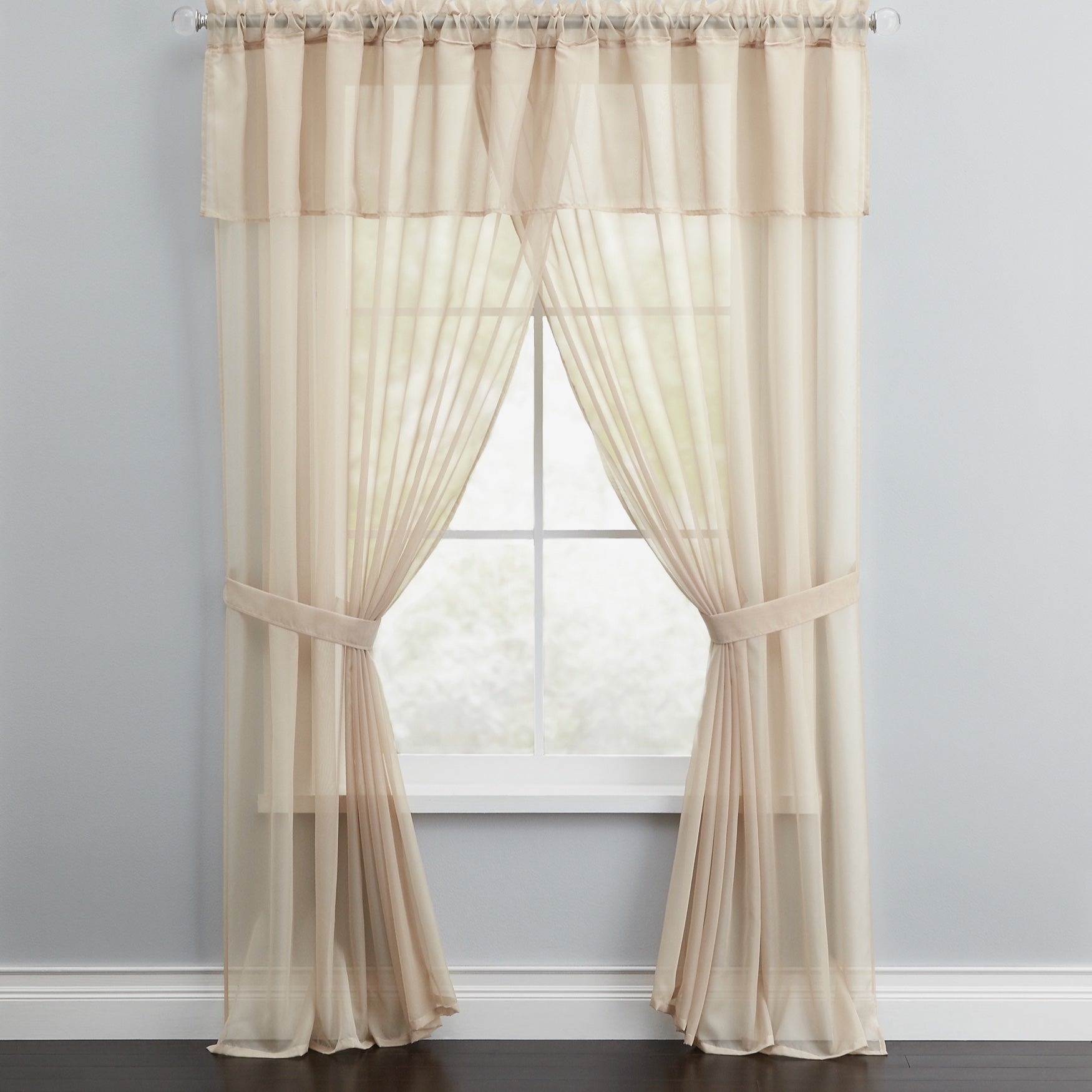 BH Studio Sheer Voile 5-Pc. One-Rod Curtain Set image number 0