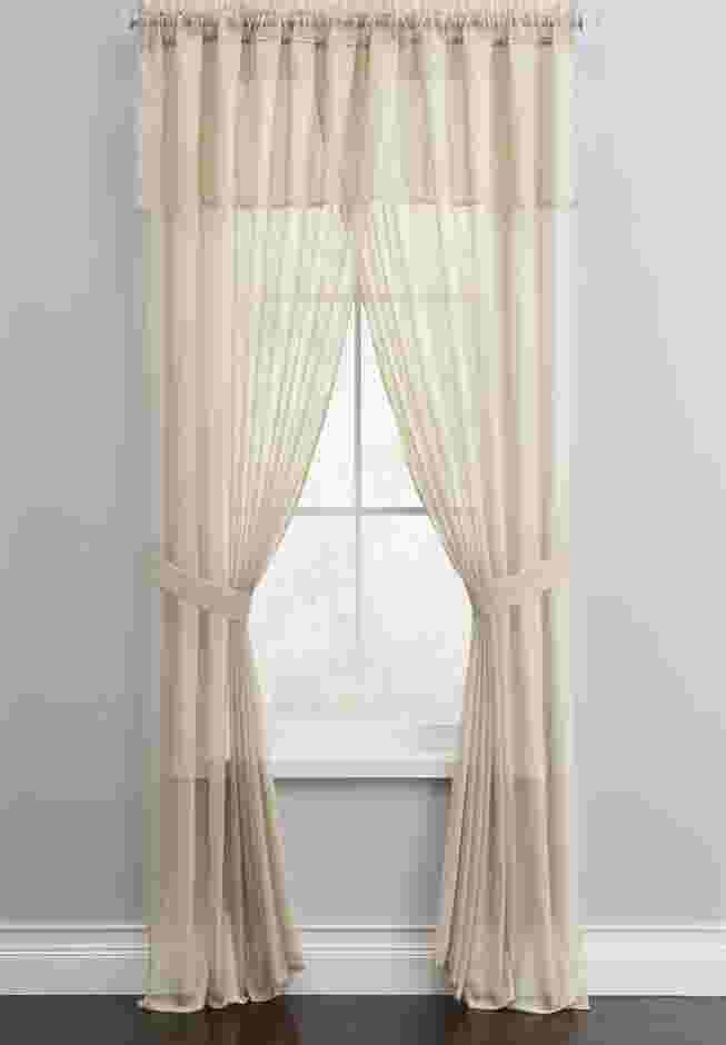 BH Studio Sheer Voile 5-Pc. One-Rod Curtain Set image number 0