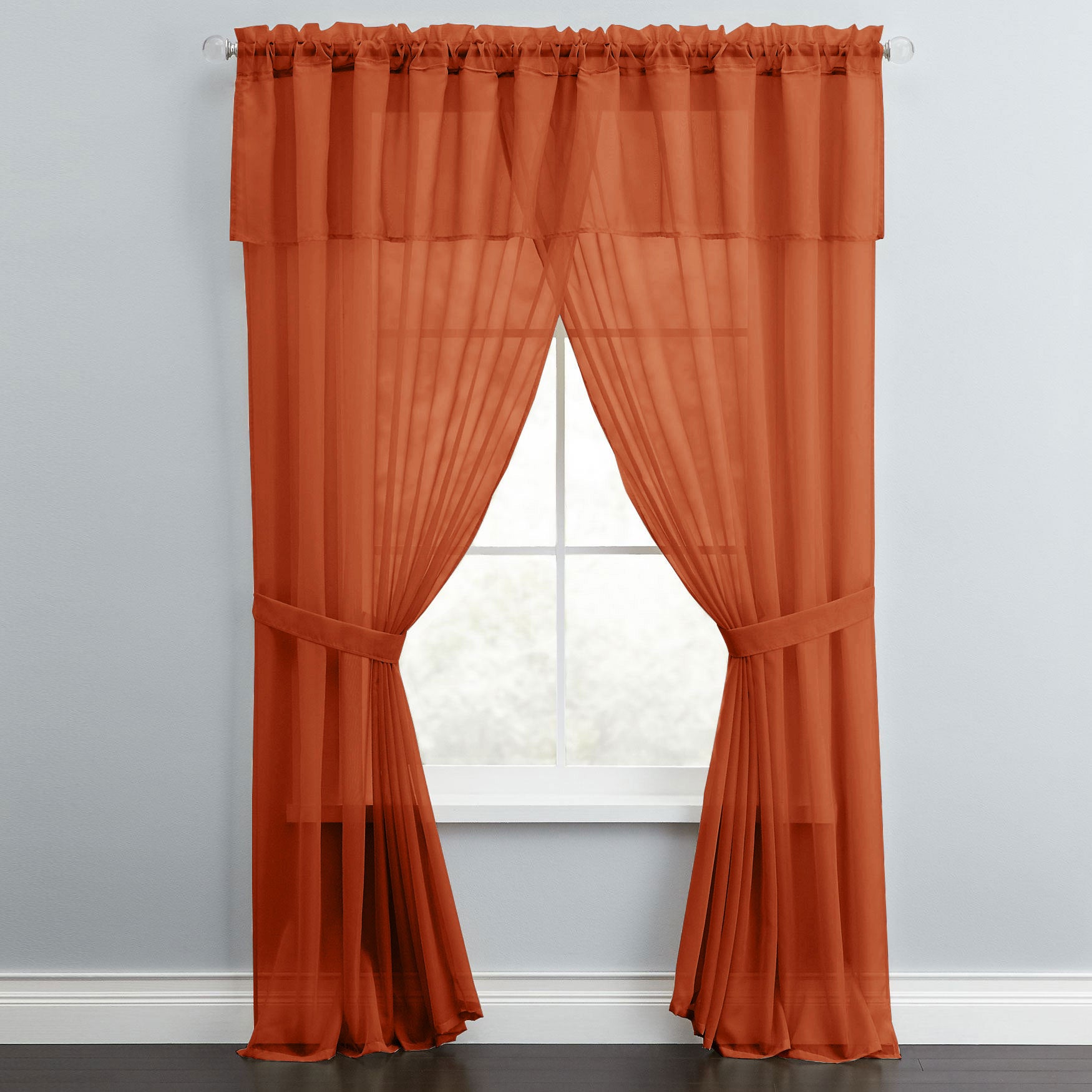 BH Studio Sheer Voile 5-Pc. One-Rod Curtain Set image number 0