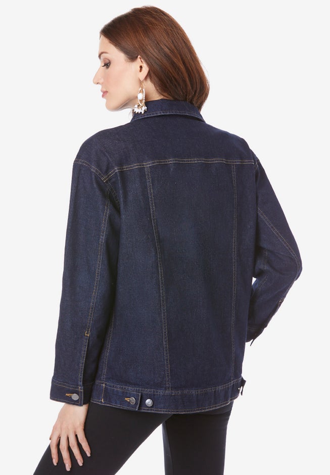 Plus Size Boyfriend Stretch Denim Jacket image number 1
