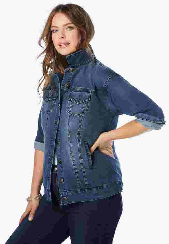 Boyfriend Stretch Denim Jacket image number 3