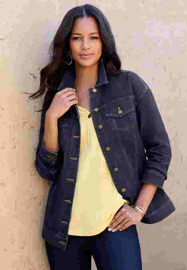 Boyfriend Stretch Denim Jacket image number 5