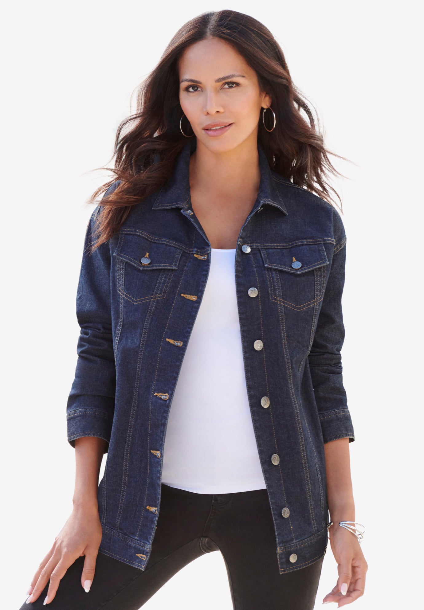 Plus Size Boyfriend Stretch Denim Jacket image number 0