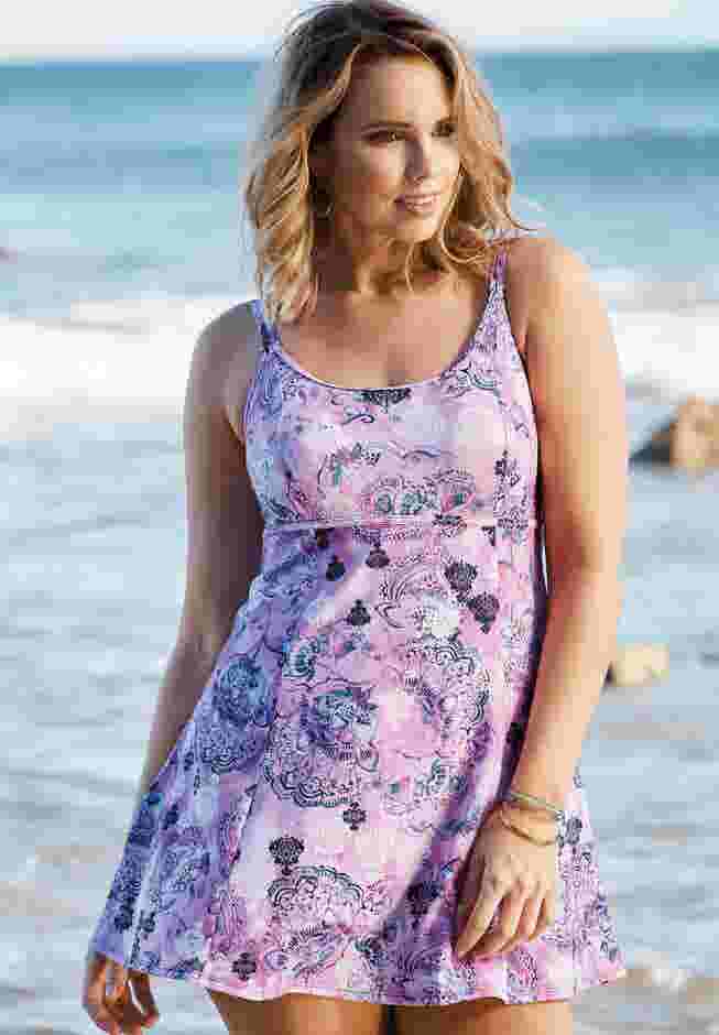 Empire-Waist Swim Dress image number 2