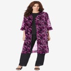 Plus-Size 3/4 Sleeve 3 Piece ITY Printed Duster Pant Set image number null