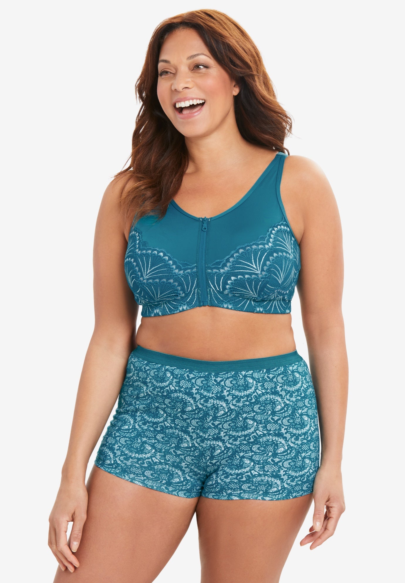 Comfort Choice&reg; Zip-Front Lace Lounge Bra image number 0