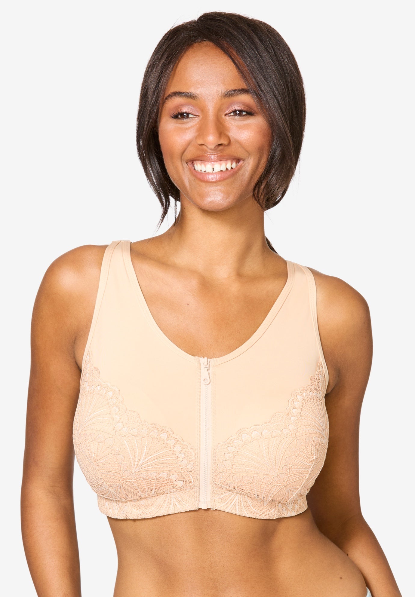 Comfort Choice&reg; Zip-Front Lace Lounge Bra image number 0
