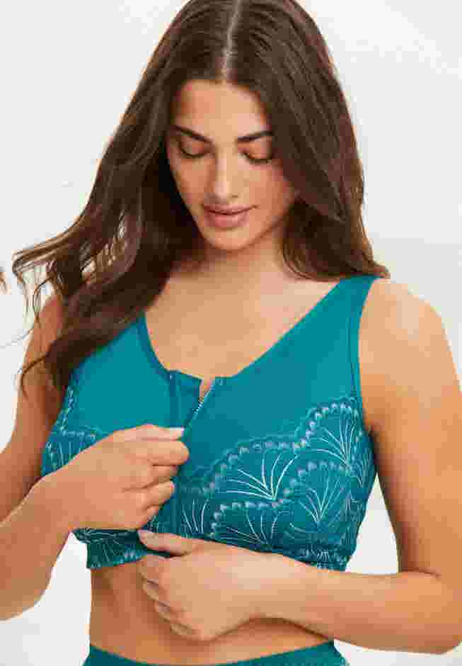 Comfort Choice® Zip-Front Lace Lounge Bra image number 4