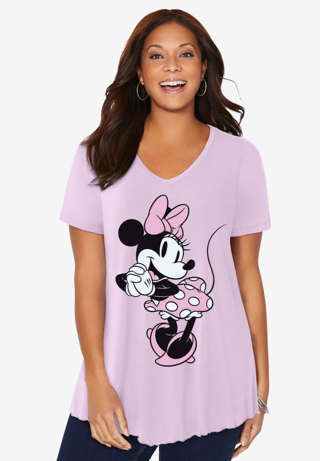Light Pink Minnie V-Neck Point Hem Tee image number 0
