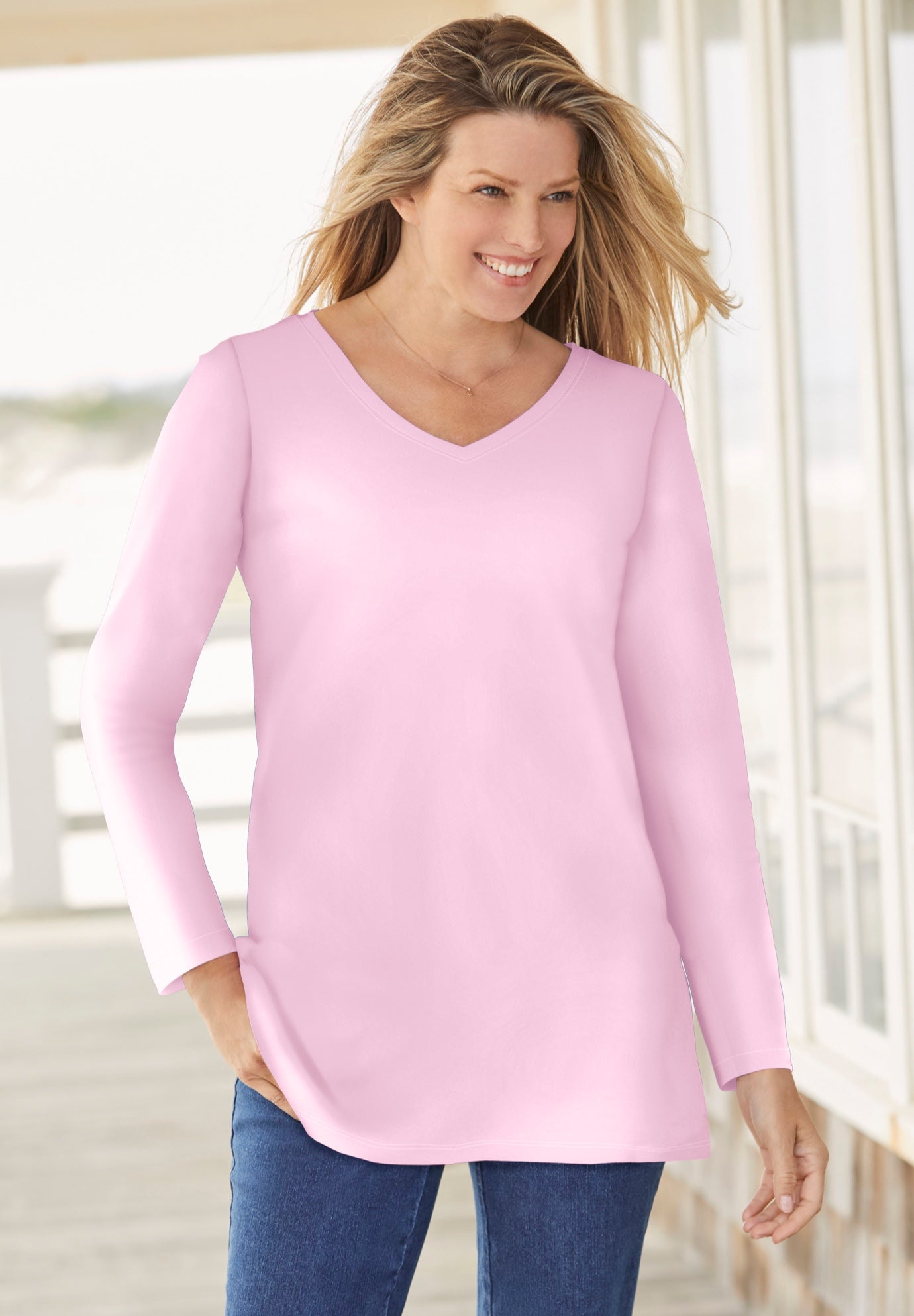 Perfect Long-Sleeve V-Neck Tee image number 0