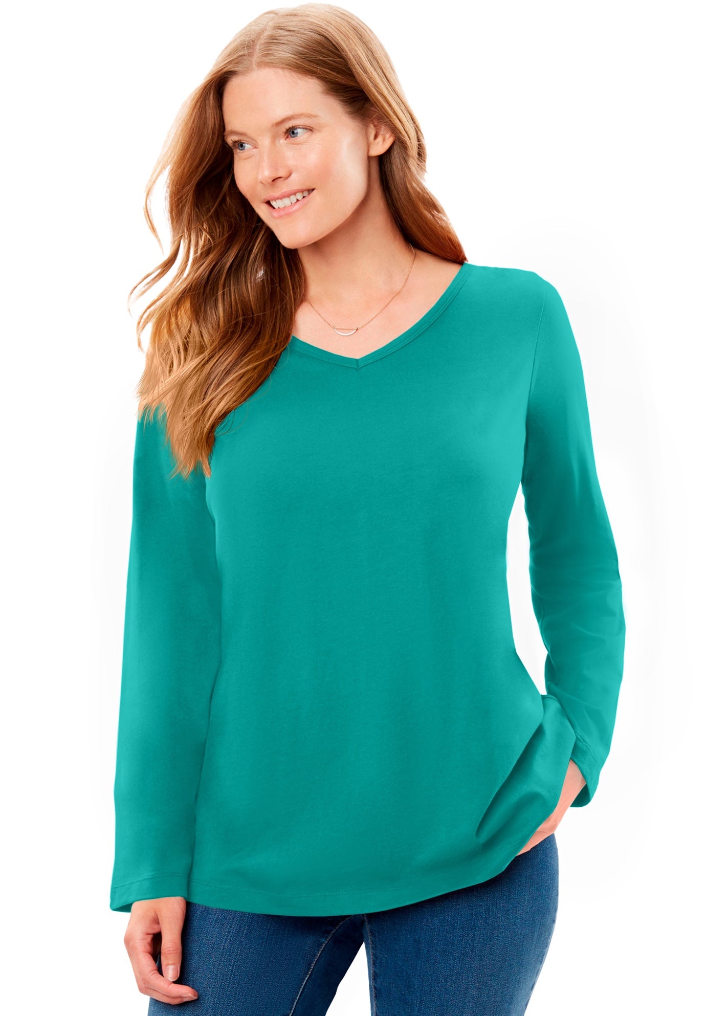 Perfect Long-Sleeve V-Neck Tee image number 0