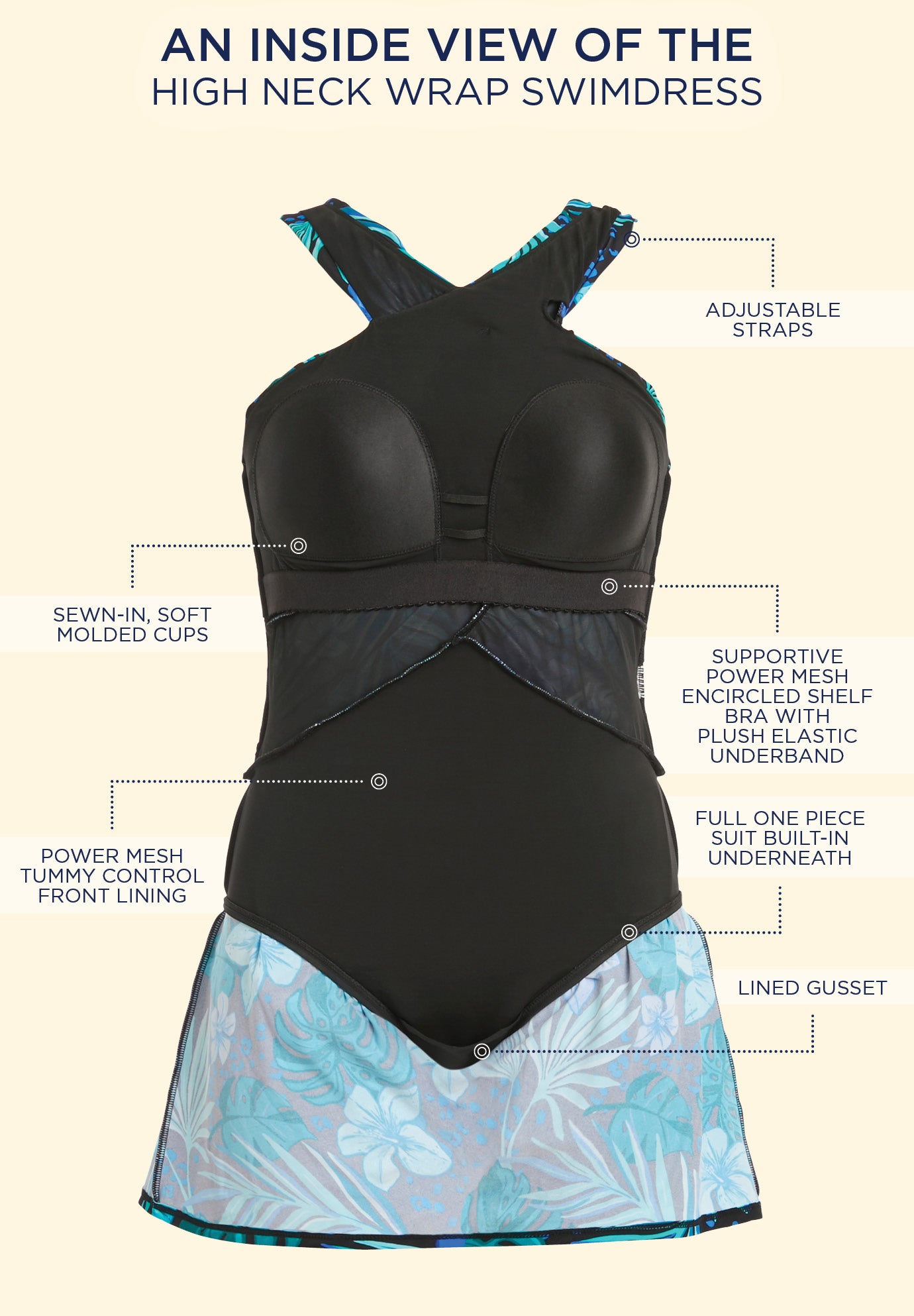 High Neck Wrap Swimdress image number 4