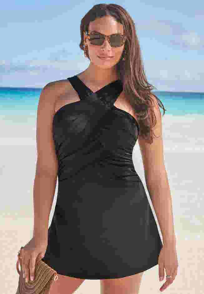 High Neck Wrap Swimdress image number 0