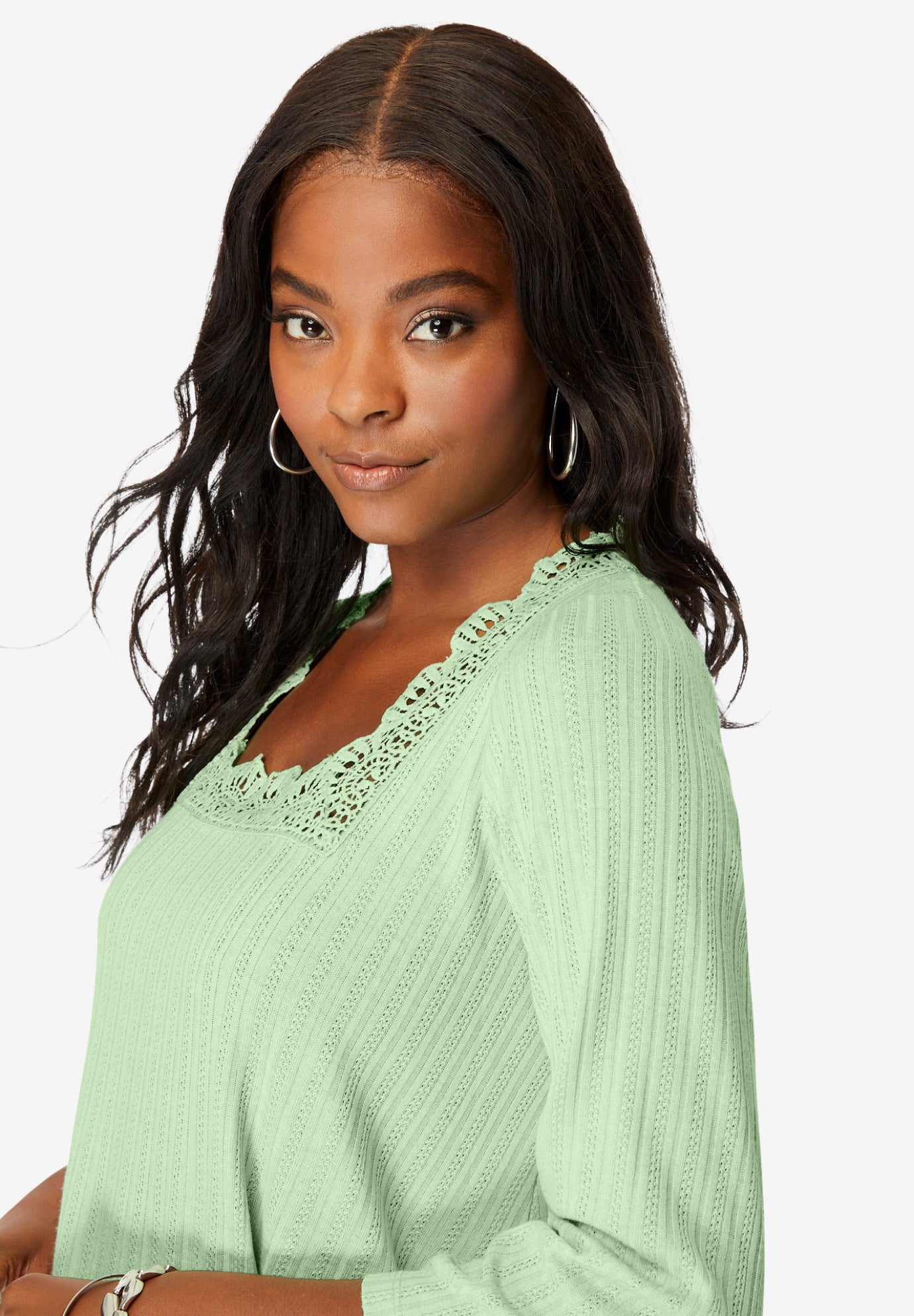 Squareneck Pointelle Top image number 3