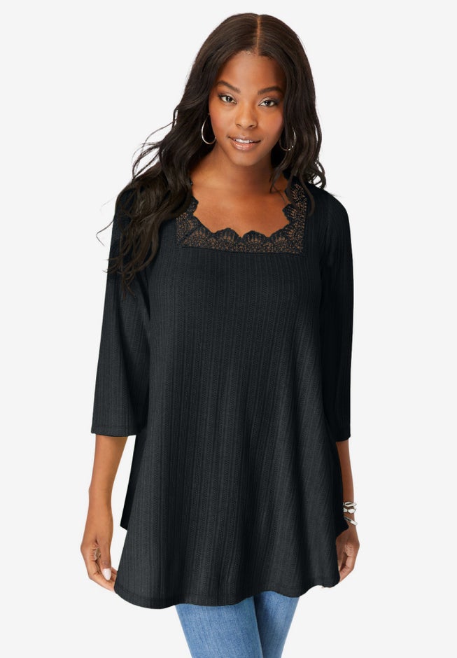 Squareneck Pointelle Top image number 0