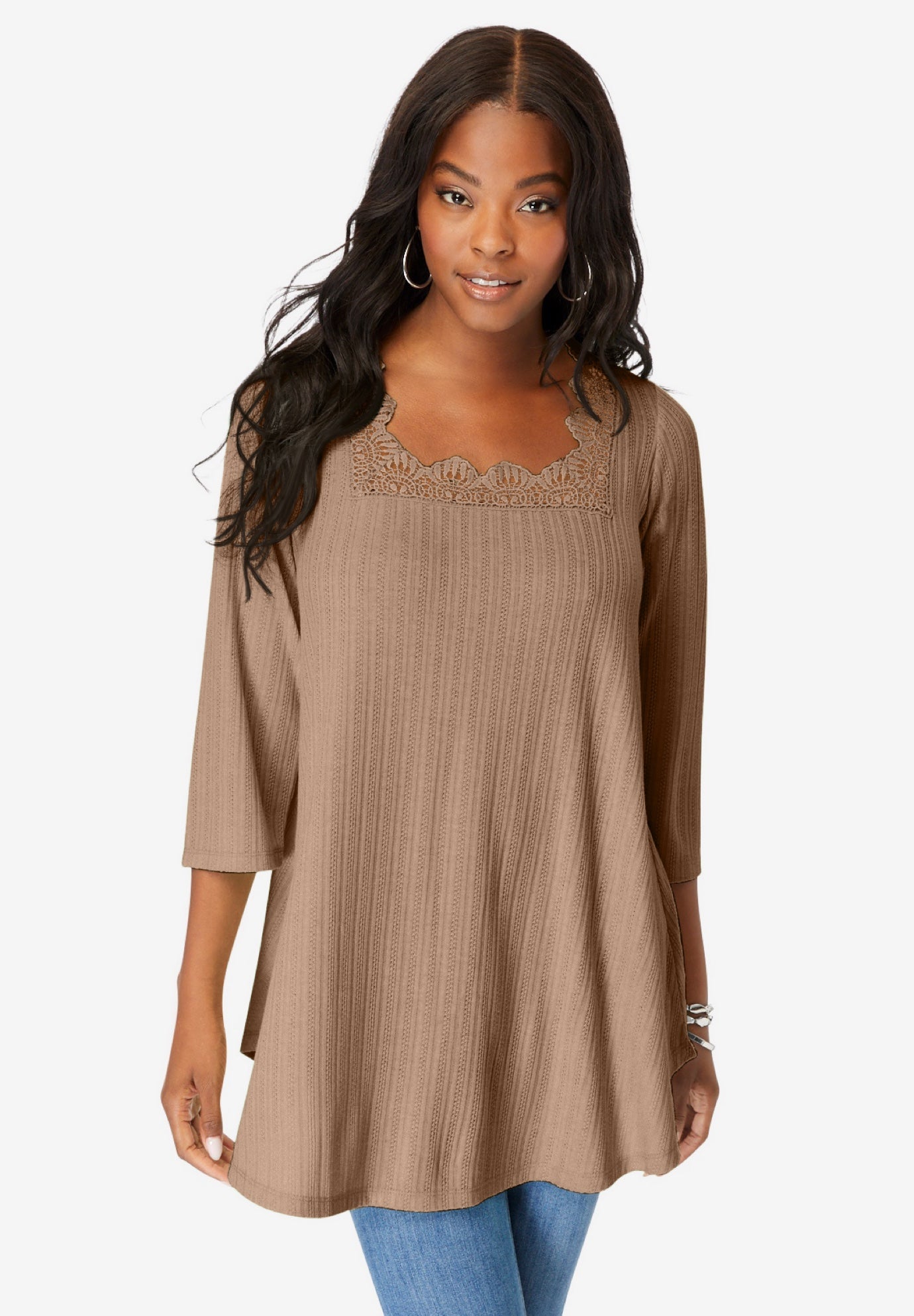 Squareneck Pointelle Top image number 0