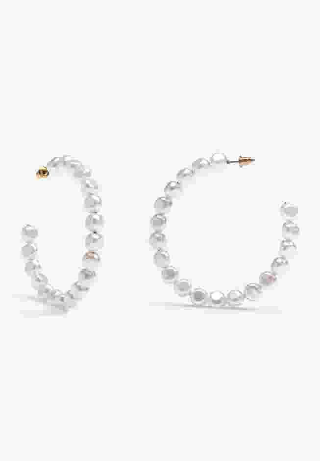 Pearl Hoop Earrings image number 1