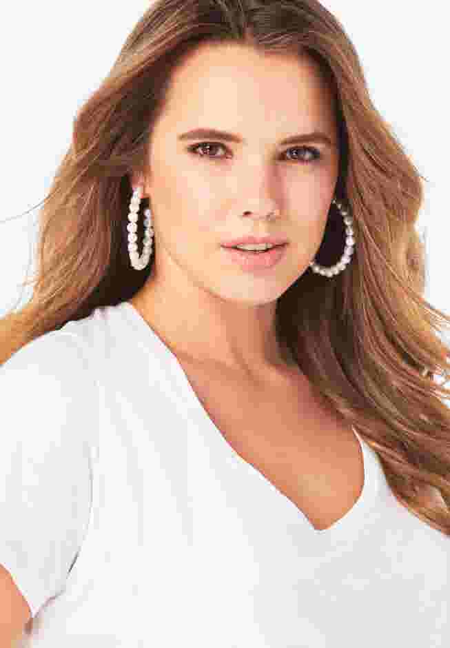 Pearl Hoop Earrings image number 0