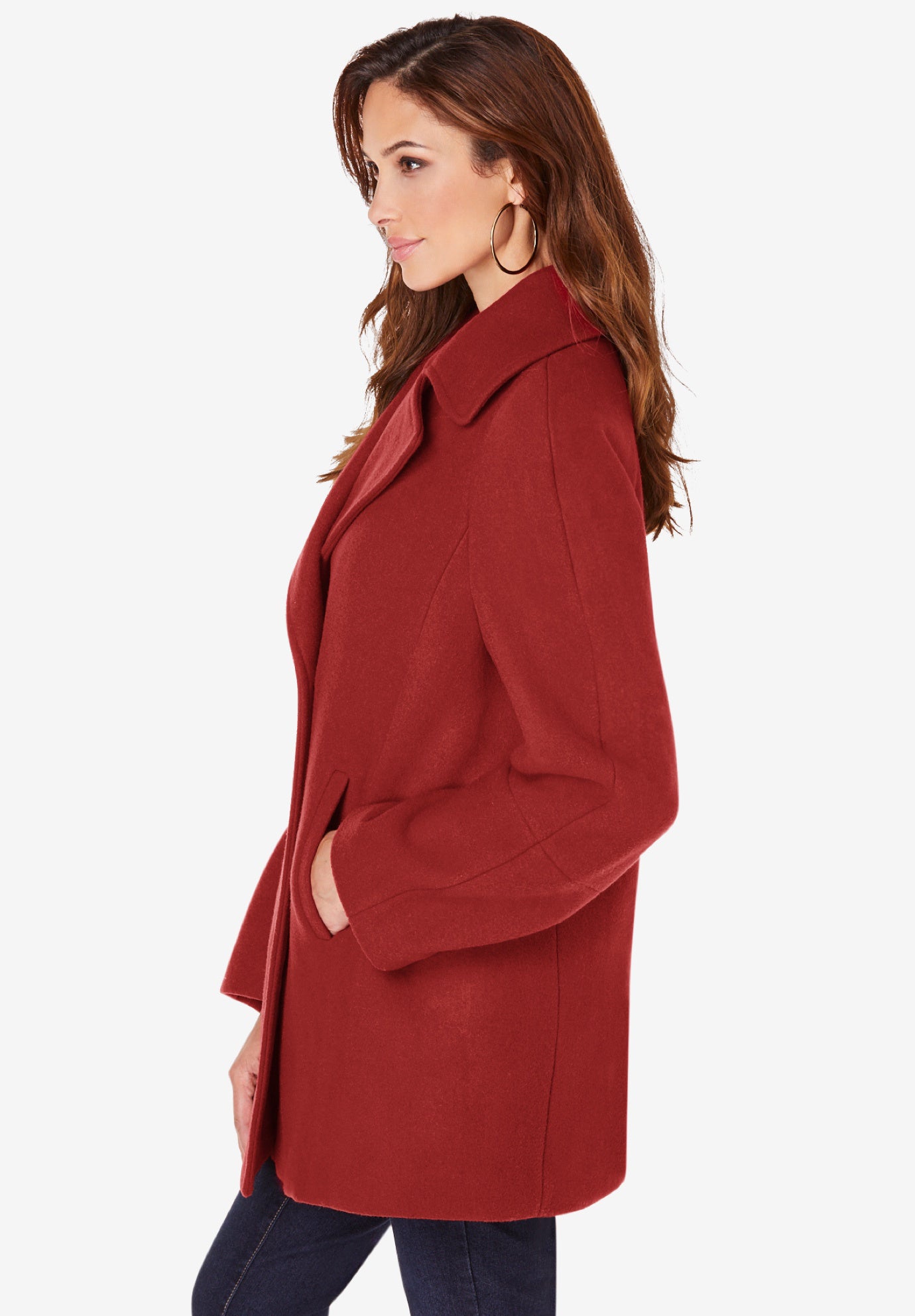 Plus Size Wool Blend A-Line Peacoat image number 3