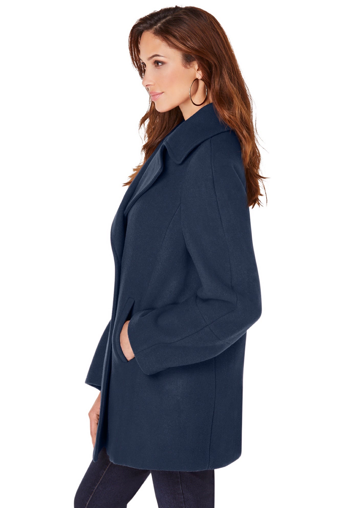 Plus Size Wool Blend A-Line Peacoat image number 2