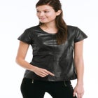 Back Zip Leather Top image number null