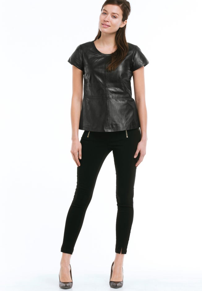 Back Zip Leather Top image number 0